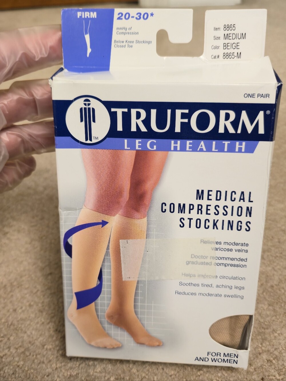 Truform Below Knee Compression Stockings Closed Toe Socks 20-30 mmHg Medium